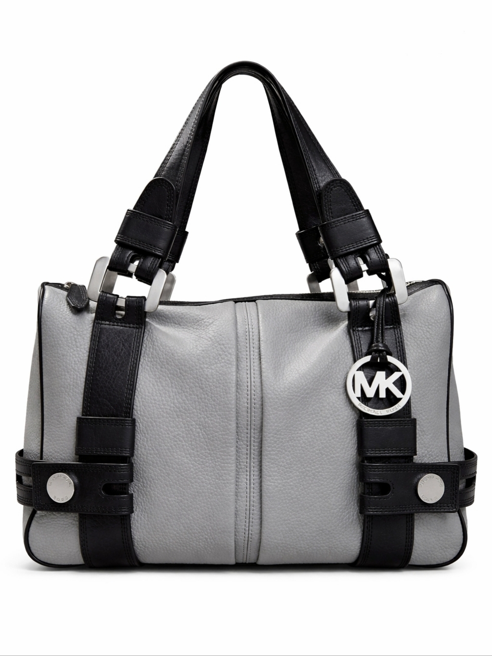 Michael Kors Gray & Black Pebbled Leather Satchel Shoulder Bag NWOT